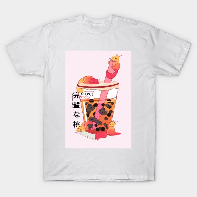 Bubble Kittea - Purrfect Peach T-Shirt by Marie Oliver